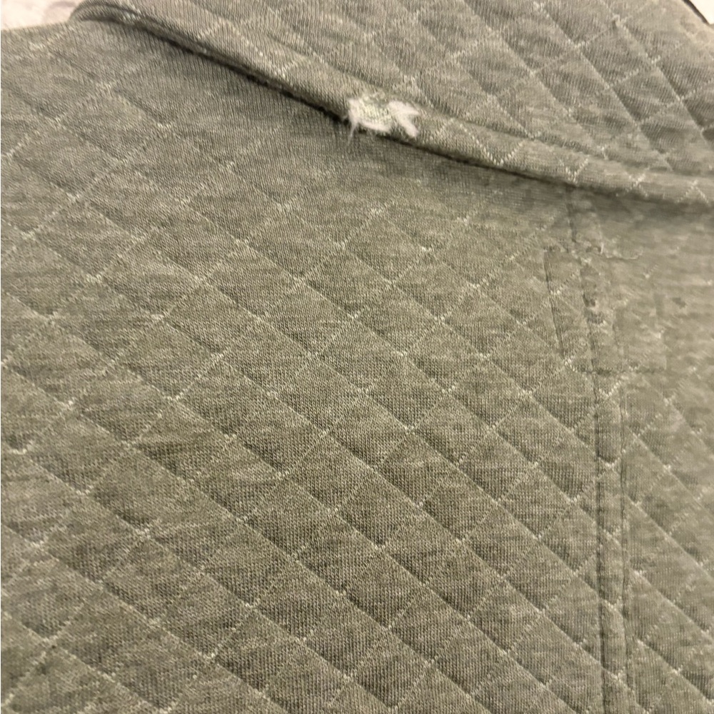 J Jill Quilted Shirt Jacket Green Button Up Collar Long Sleeve Pockets Sz L - Picture 5 of 7